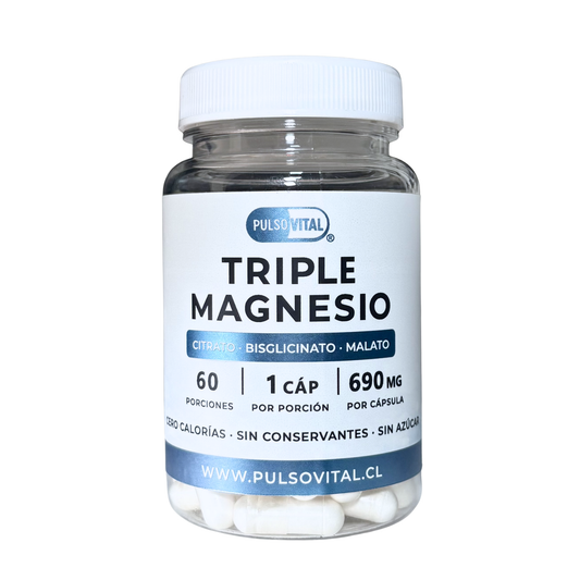 Triple Magnecio (Citrato + Taurato + Bisglicinato) - PulsoVital - Vitaminas y Minerales